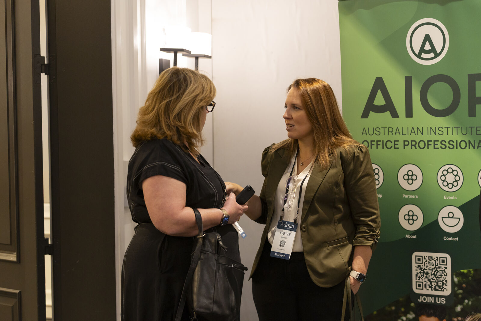 Yvette Simpson in conversation at an industry event